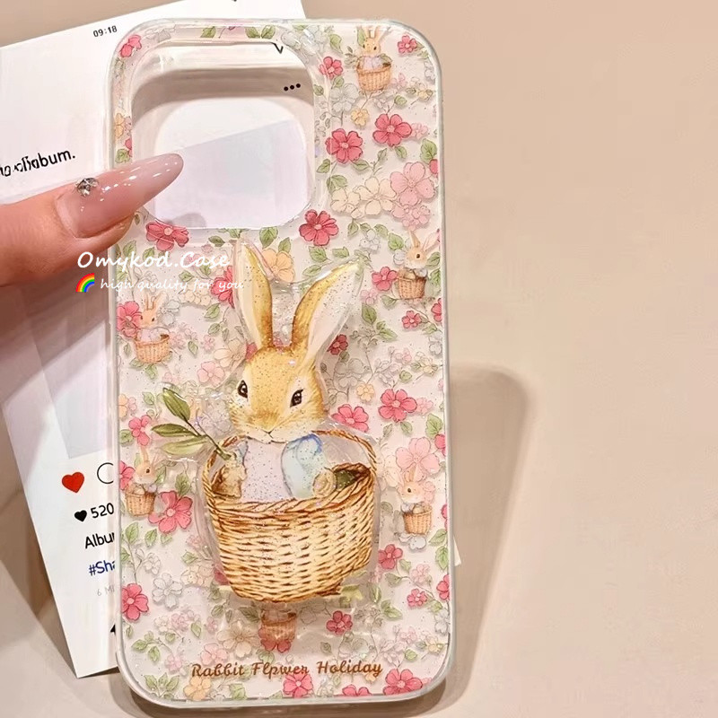 Capa Para Samsung Com Suporte Telefone Flor Coelho De A55 5G A05 A35 A12 A13 A14 A15 A16 A06 A04 A03 A02s A54 A52 A36 A5