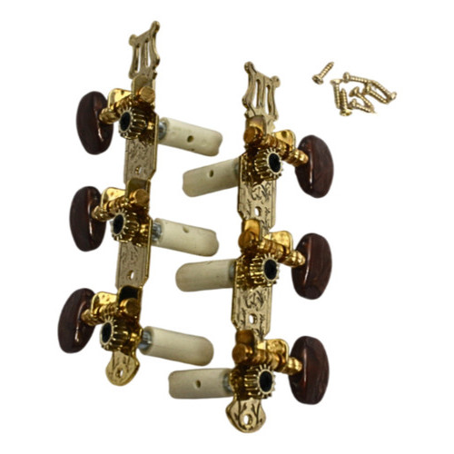 Tarraxas Pino Grosso Violão Nylon Myth Dourado Botão Escuro  Dourado E Botão Escuro