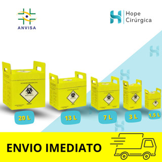 Caixa Coletor Perfuro Cortante Para Material Descartável 1,5L / 3L / 7L / 13L / 20L - Descarpack em Oferta na Shopee
