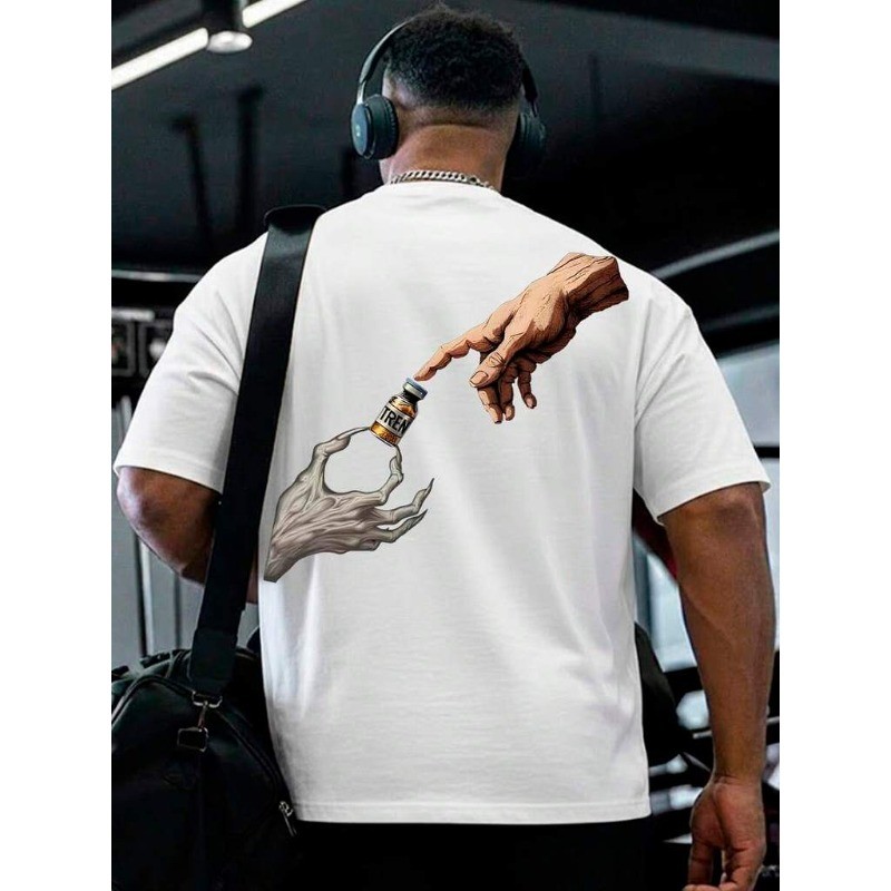 Camiseta Oversized Academia Streetwear Trembolona Estampada GYM RAT Malha Premium Conforto Mão de adão Alta Qualidade.