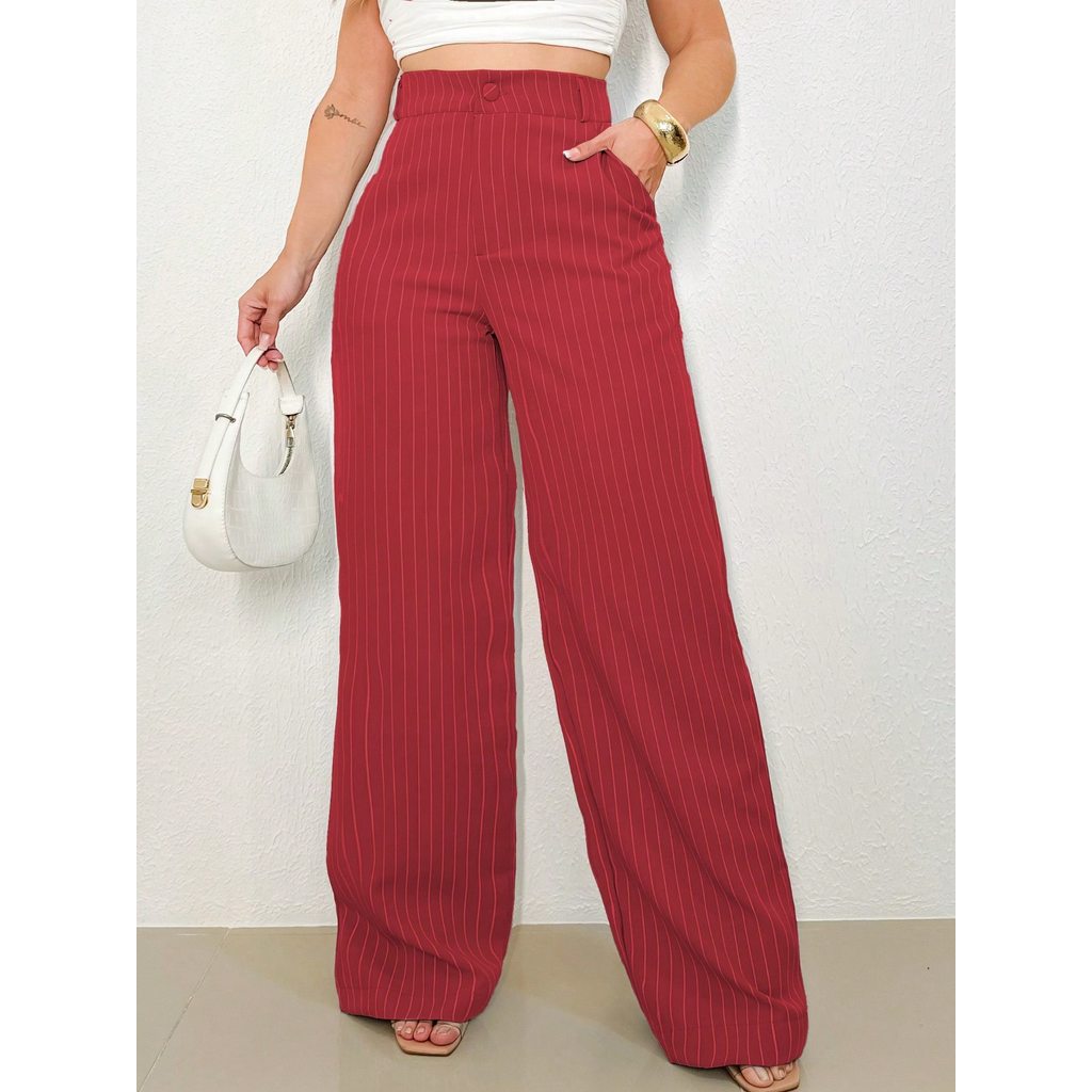 A&DD MODA, REF: H932(PLUS SIZE)  -  Calça listrada feminina plus size, plus size estilosa, cintura alta