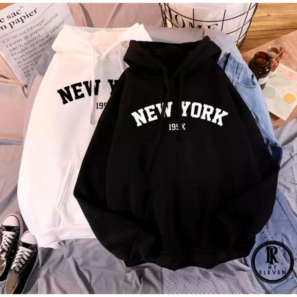 Moletom Canguru Unissex Blusa De Frio Com bolso e capuz Casaco Feminino Masculino Flanelado Algodão New York 199X