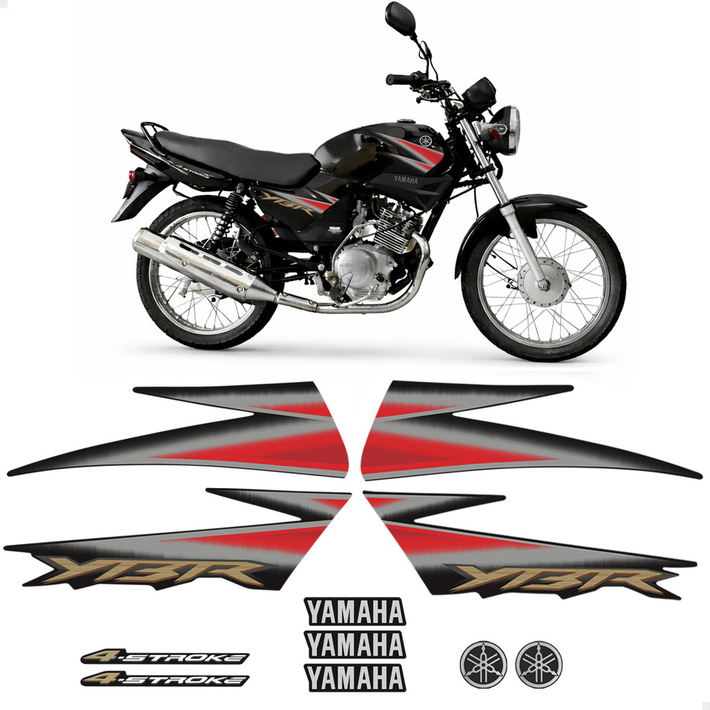 Kit Adesivos Para Yamaha Ybr 125 2005 Moto Preta + Emblemas em Oferta na Shopee
