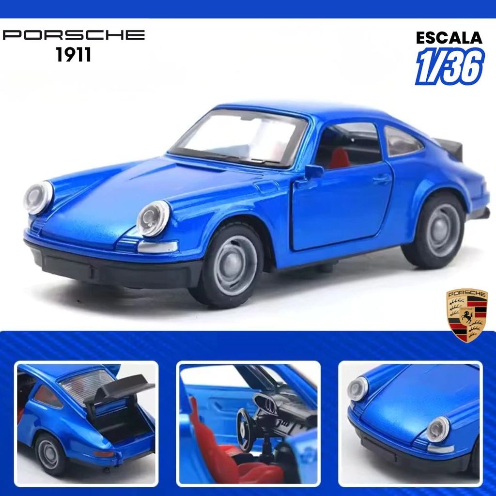 Carinho Miniatura Porsche 911 Antigo Escala 1/36 Metal Fricção Colecionável Clássico Premium