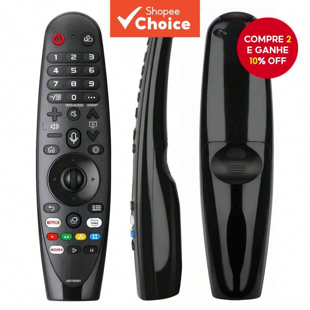 Controle Remoto Universal Voice Magic Para TV LG Smart TVs AKB75855501 ANMR20GA Com Ponteiro De Reconhecimento De Voz
