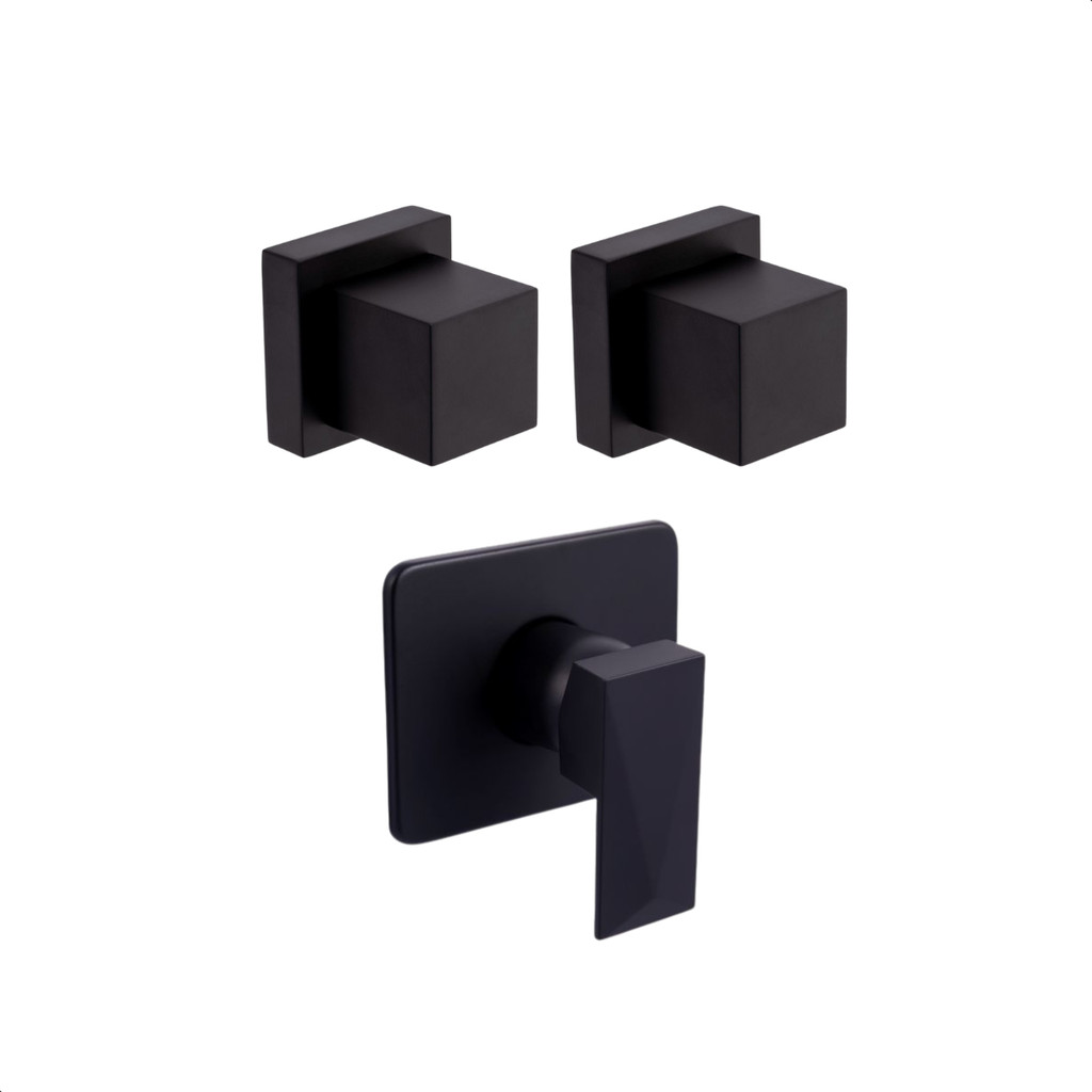 Kit de Acabamento de Registro Monocomando com 2 Acabamento Quadrado Preto