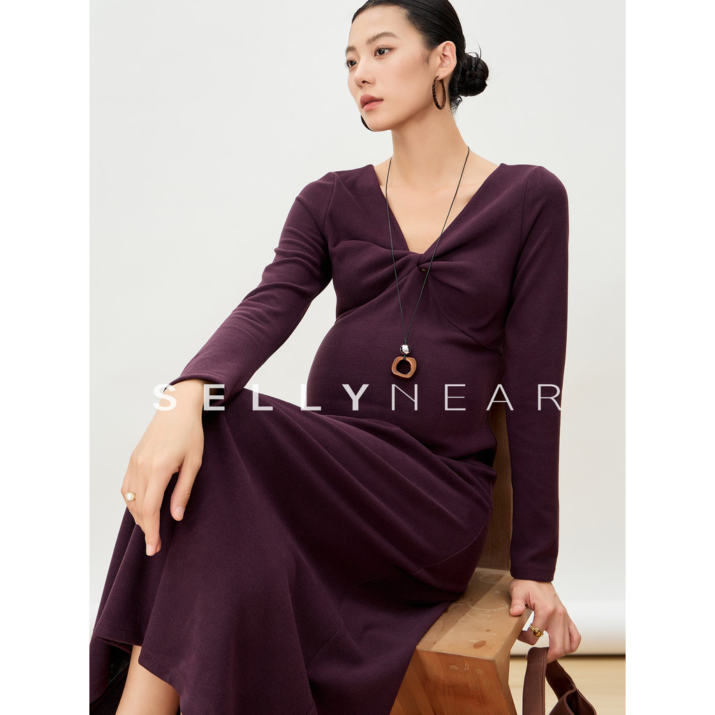 SELLYNEAR Saia de malha para maternidade, primavera outono, novo estilo, saia de malha, elegante, francês, atado, aparên