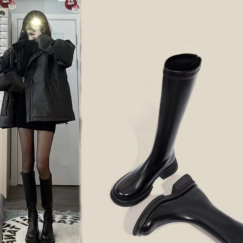 Outono inverno botas na altura do joelho botas cavaleiro botas mais magro olhar botas elásticas de sola grossa botas alt