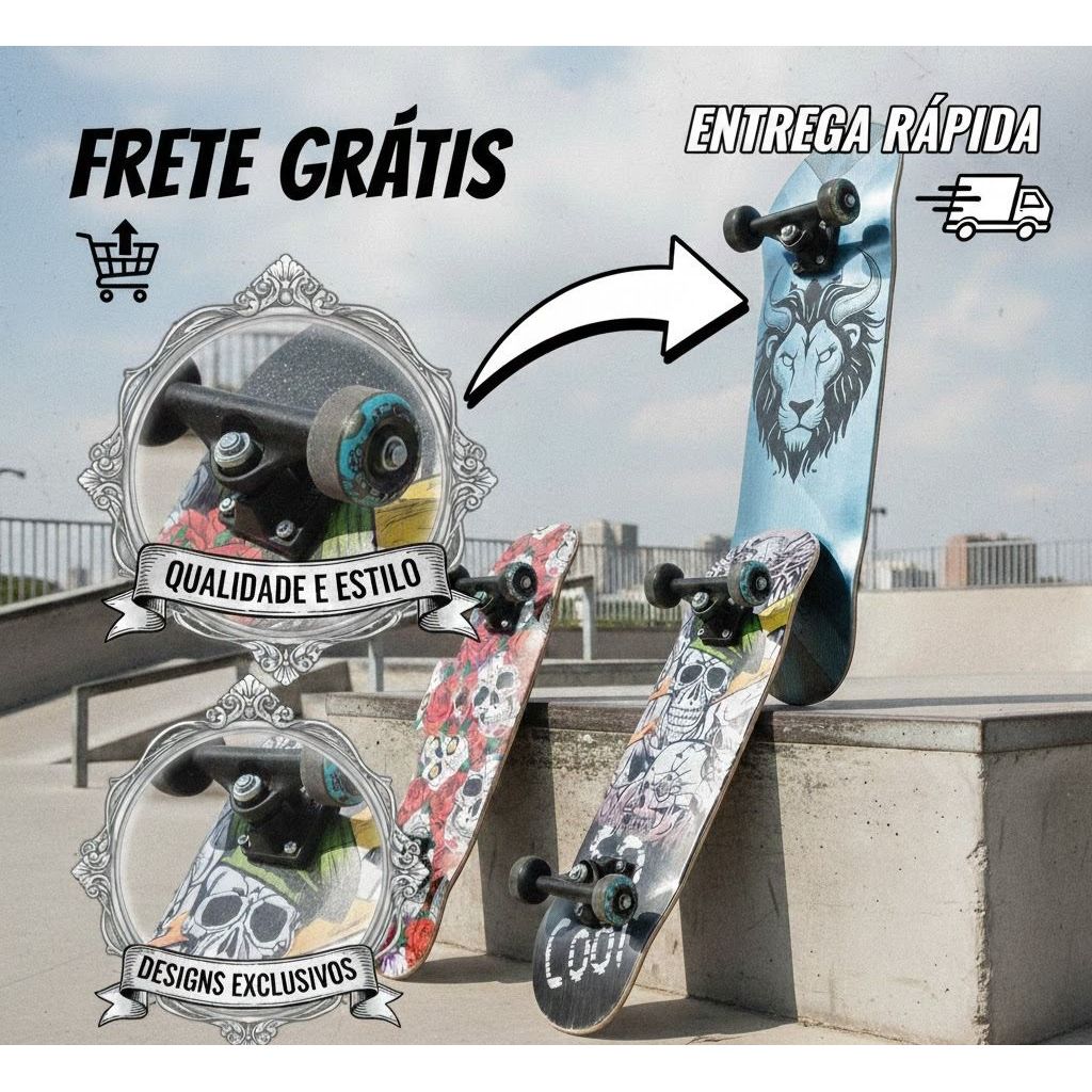 Mini Skate Longboard Radical - Rodas de Silicone & Rolamentos de Alta Precisão - DMR7235