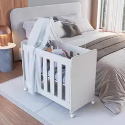 Mini Berço Infantil Moisés Multifuncional 4 em 1 com Rodas para Quarto de Bebê