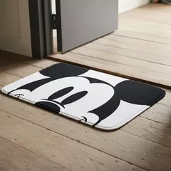 Tapete Retângular - Mickey Mouse - Branco - 40x60cm - Disney Original - 1 unidade - Rizzo