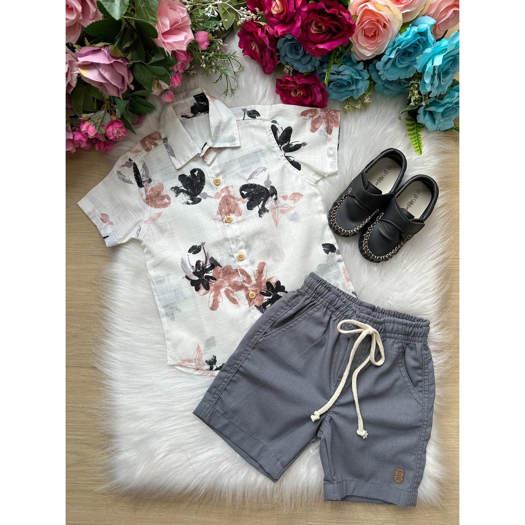 Conjunto Meninos Lucas Banana Club Shorts Camisa Off Florida
