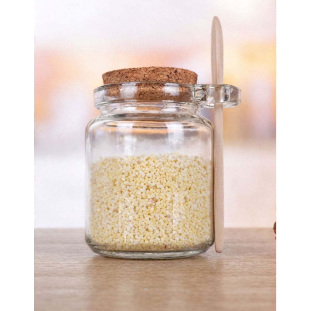 Potes de Vidro Colher Bambu Tampa Rolha Saleiro Tempero em Oferta na Shopee