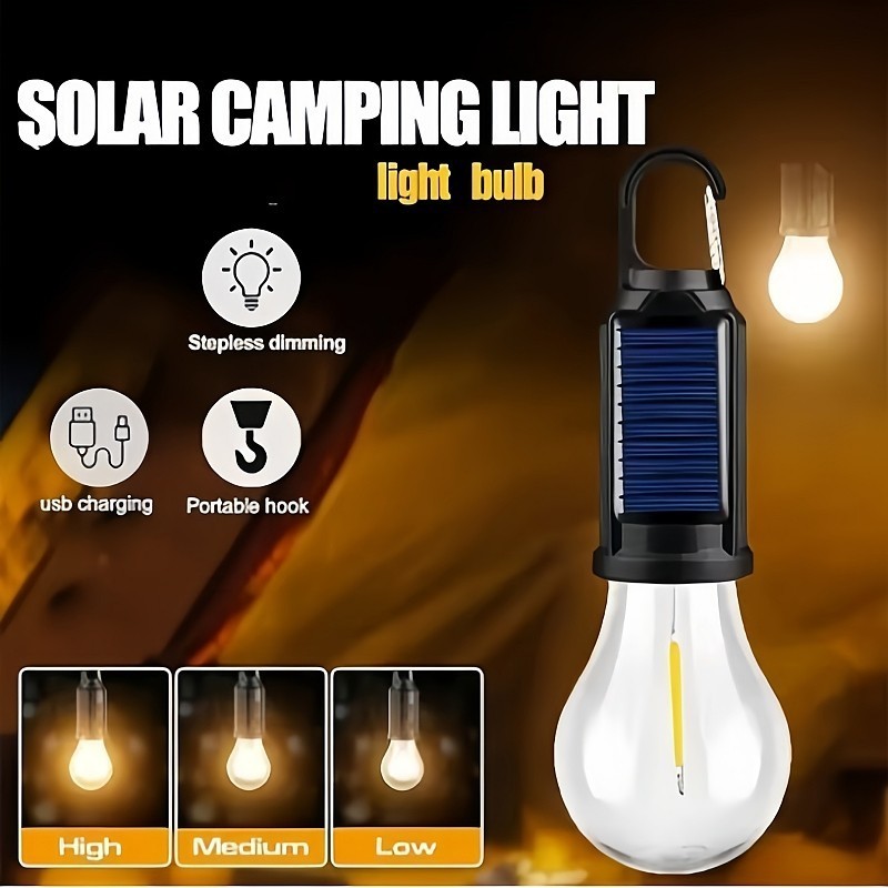 Lâmpada De Emergência Com LED Portátil Recarregável  Iluminacao Ajustável  solar casa bom