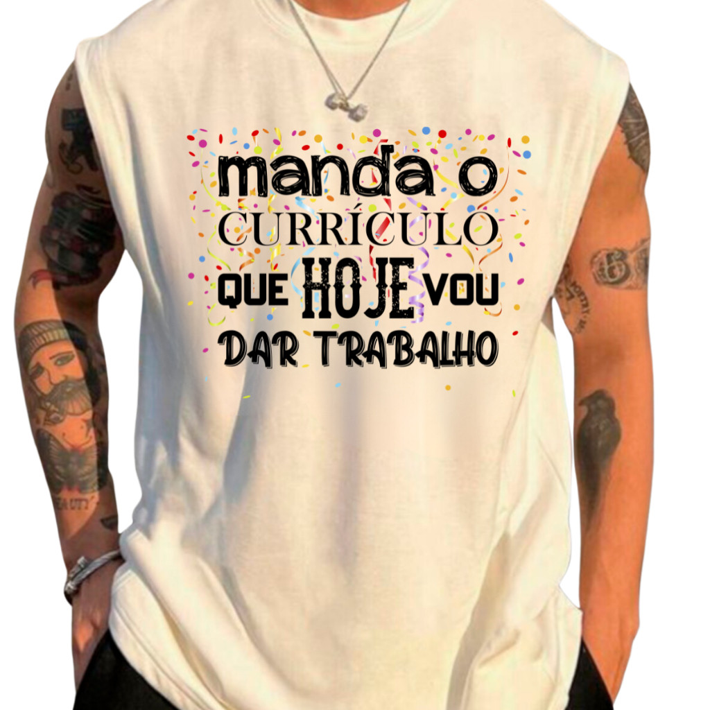 Camiseta Masculina Regata Sem Mangas Carnaval Jovens Bloquinho Estampada Bahia