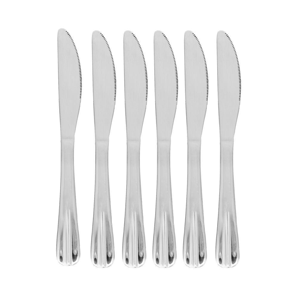 Conjunto 6 Facas para Sobremesa Lyor Positano 16cm Aço Inox para Bolos Doces Frutas Mesa Posta Café Jantar Casa Clássic