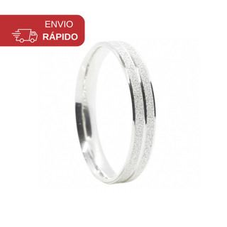 Aliança de Namoro 4mm Diamantada em Aço Inox 316L – Anel Masculino ou Feminino Unidade - …
