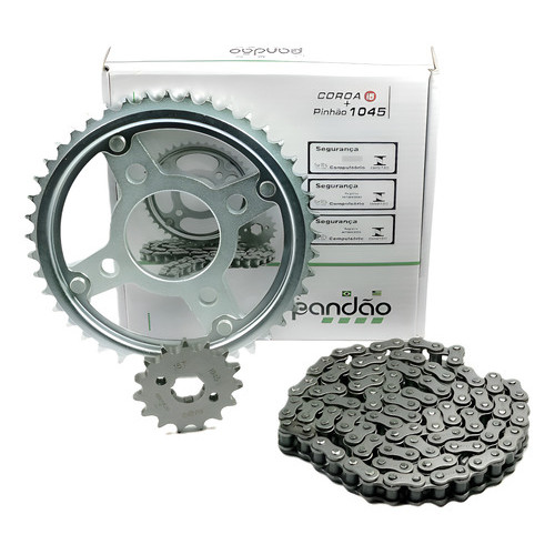 Kit Relação Transmissão Titan 160 Fan 160 Start 160 Aço 1045 Prata