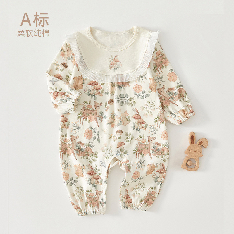 Bebê bebê macacão de algodão puro primavera outono estilo bebê menina Floral princesa quatro estações roupas recém-nasci