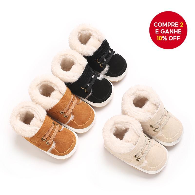 Botas casuais de algodão para bebê menino, solado macio, pelúcia quente, antiderrapante, sapatos planos de passeio ao