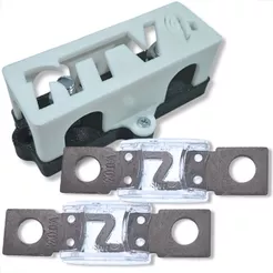 KIT PORTA FUSÍVEL MEGA 3 VIAS COM 2 FUSÍVEIS 200A PARA SOM AUTOMOTIVO BARRAMENTO