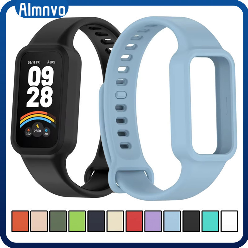 Pulseira Strap Capa Silicone De Esportiva Para Xiaomi Mi Smart Band 9 Active/Redmi Band 3 Capinha Strap Protetor De Tela