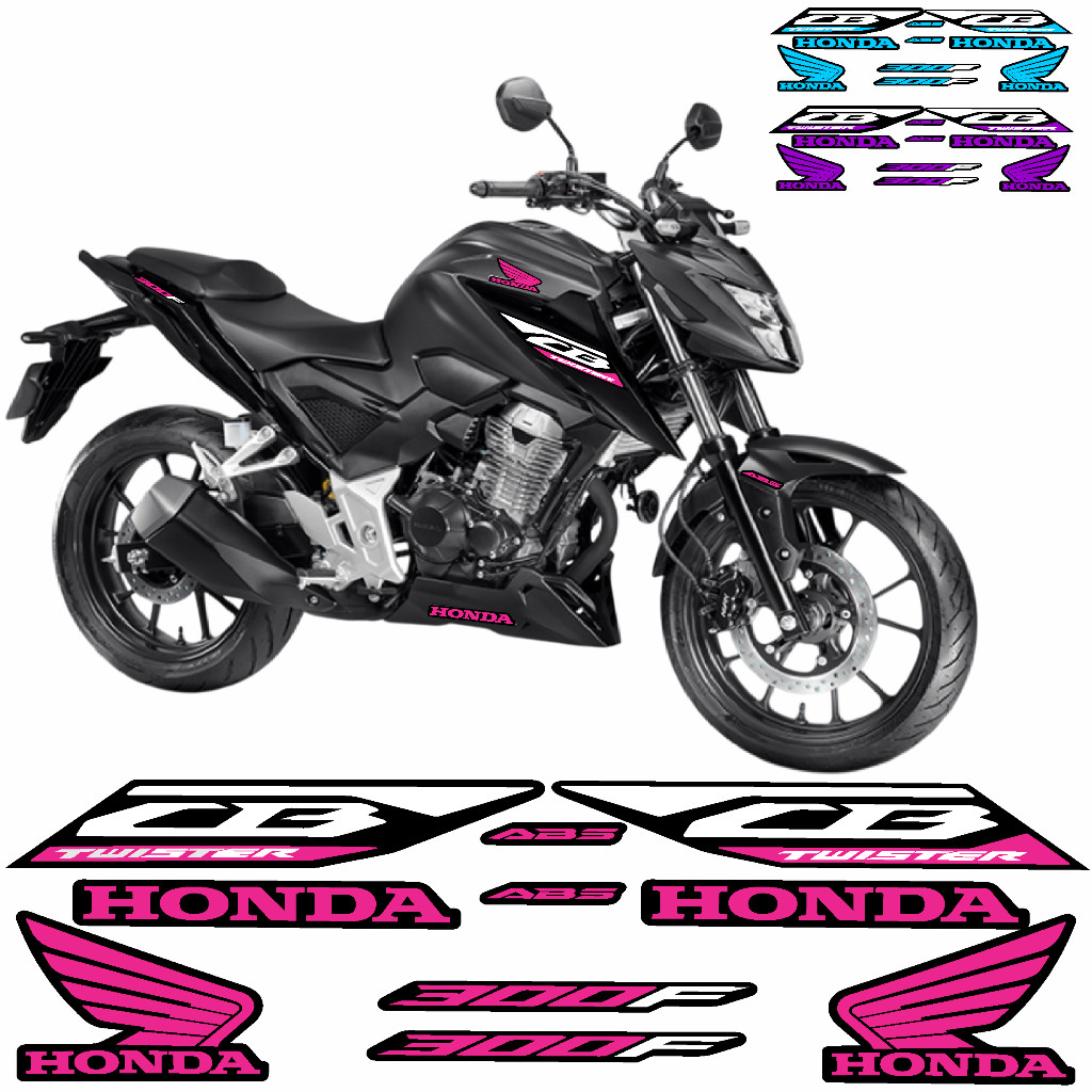 Jogo Adesivo Kit Personalizado Cb 300f Twister 25 2025 Moto Pink Rosa Azul Roxo Compativel