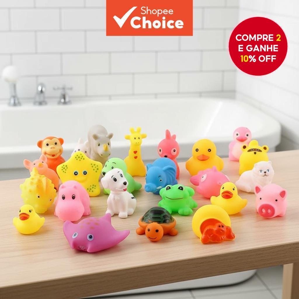  13 peças conjunto de brinquedos de banho de borracha macia com animais fofos que flutuam e fazem barulhinho para