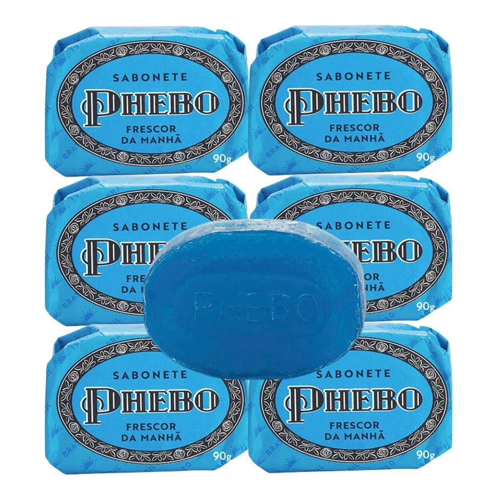 Kit 6 Sabonete Phebo Granado Frescor da Manhã Glicerina Base Vegetal em Barra 90g