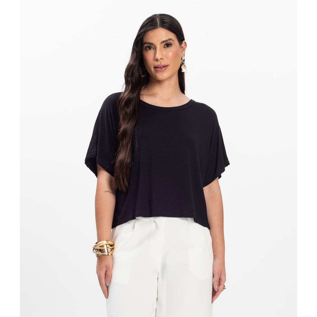 Blusa Feminina com Manga Morcego Rovitex Preto