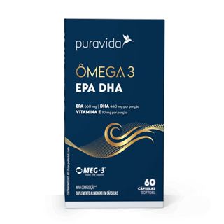 Ômega 3 EPA DHA Nova Composição - 60 Cápsulas Softgel - Puravida em Oferta na Shopee