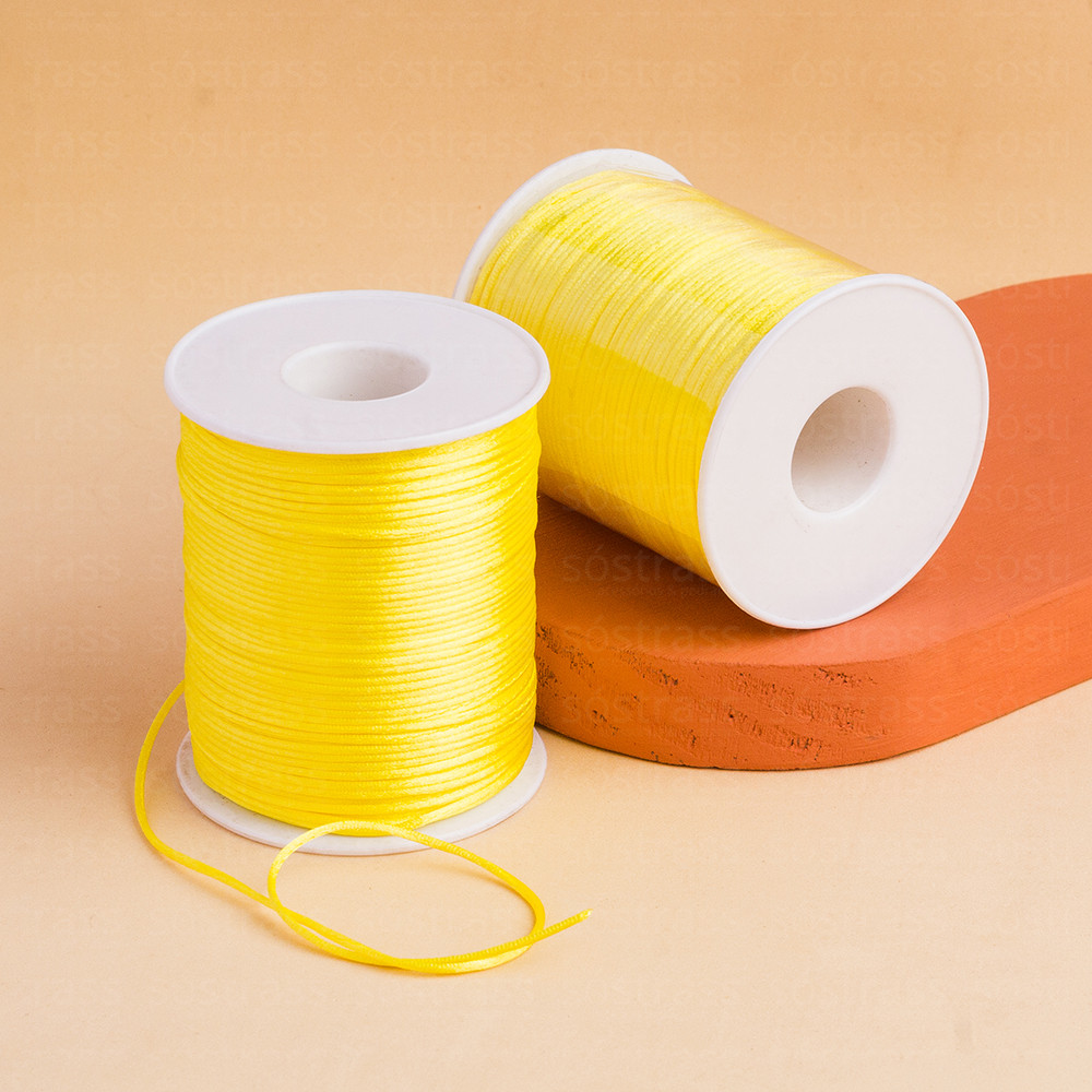 Fio de Seda Rabo de Rato 1mm Amarelo Citrino - 100 Metros