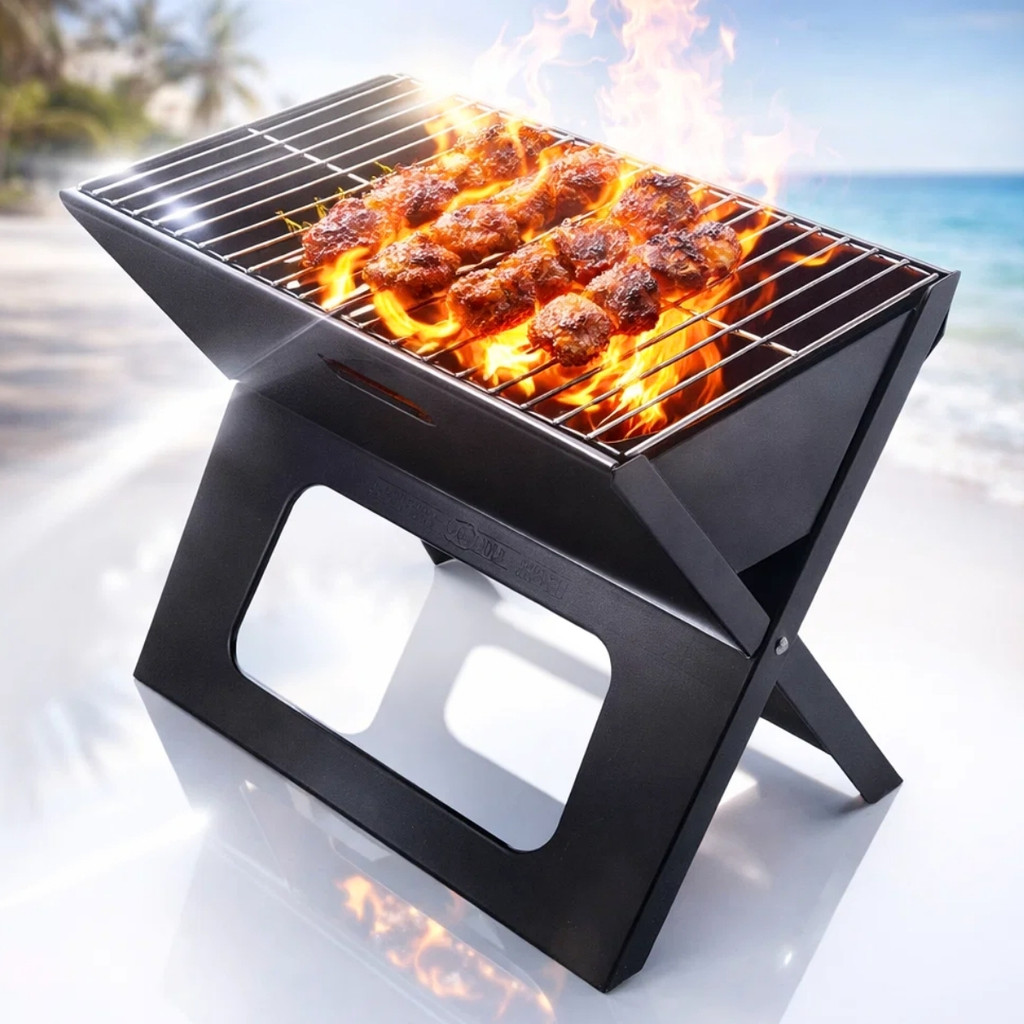 Churrasqueira Maleta Portátil  Dobrável A Carvão Camping