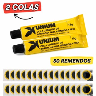 30 Remendos R-00 + Cola Unium 15g | Reparo de Pneu Bicicleta e Moto ‍️ em Oferta na Shopee