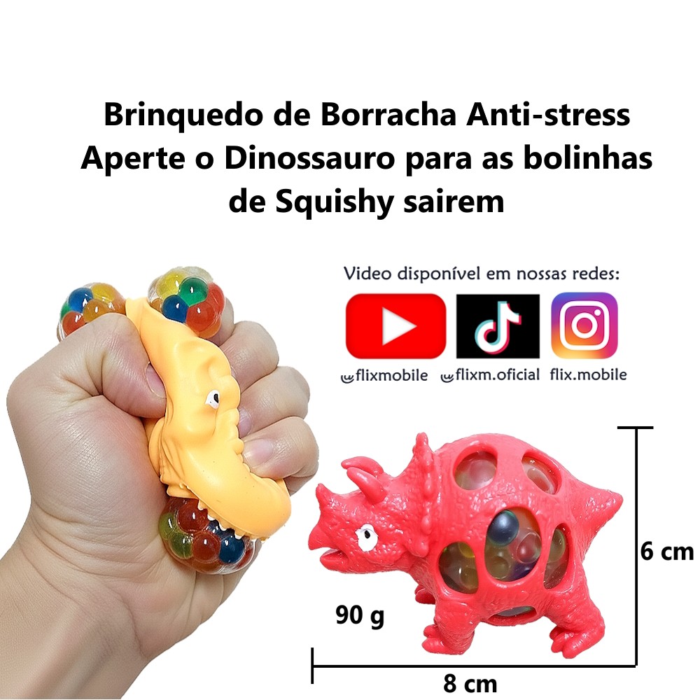 Kit 3 Squishy Dinossauros de Apertar Brinquedo Anti Stress Festa Infantil Lembrancinha