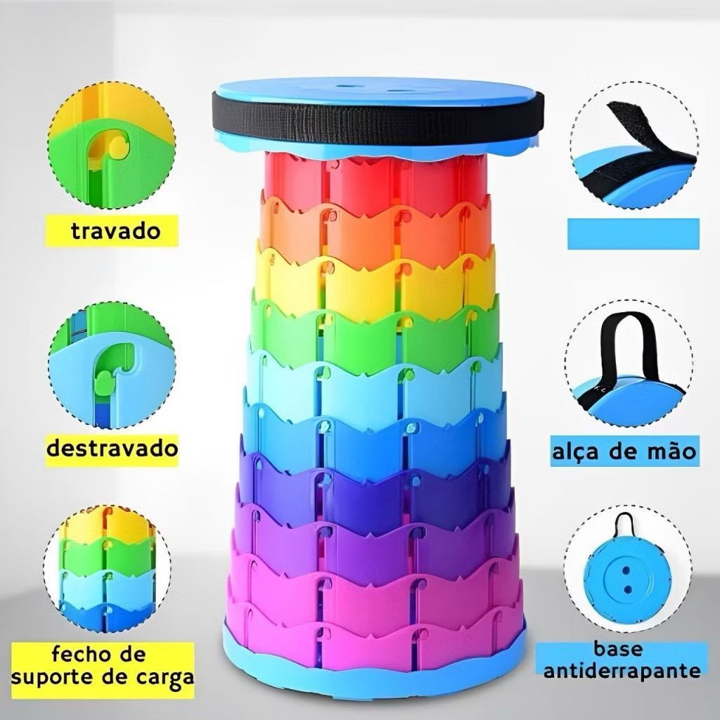 Banqueta Banco Retrátil Portátil para Pesca com Alça Telescópica em Oferta na Shopee