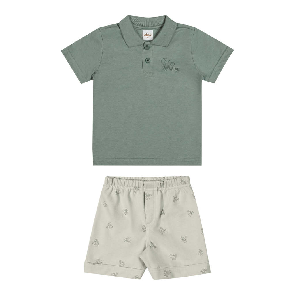 Conjunto Infantil Menino Polo Lagosta Elian Verde em Oferta na Shopee
