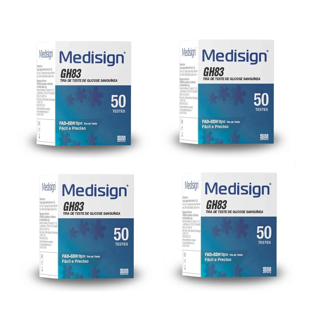 Kit 4 und Tira Reagente Glicemia – Kit 200Fitas (4x50) Compatível Medisign em Oferta na Shopee