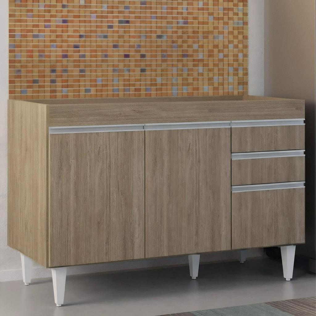 Balcão de Cozinha para Pia 120cm sem Tampo Michigan Castanho - Lumil em Oferta na Shopee