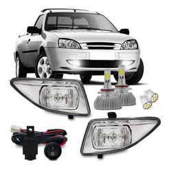 Kit Farol Milha Fiesta Courier 2000 2001 2002 + Led H3 6k