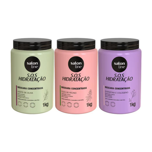 Kit Cronograma Capilar para Cabelo Cacheado SOS Hidratação Salon Line