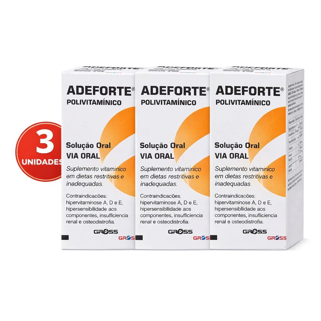 KIT C/ 3 ADEFORTE POLIVITAMINICO 3ML GROSS ORIGINAL