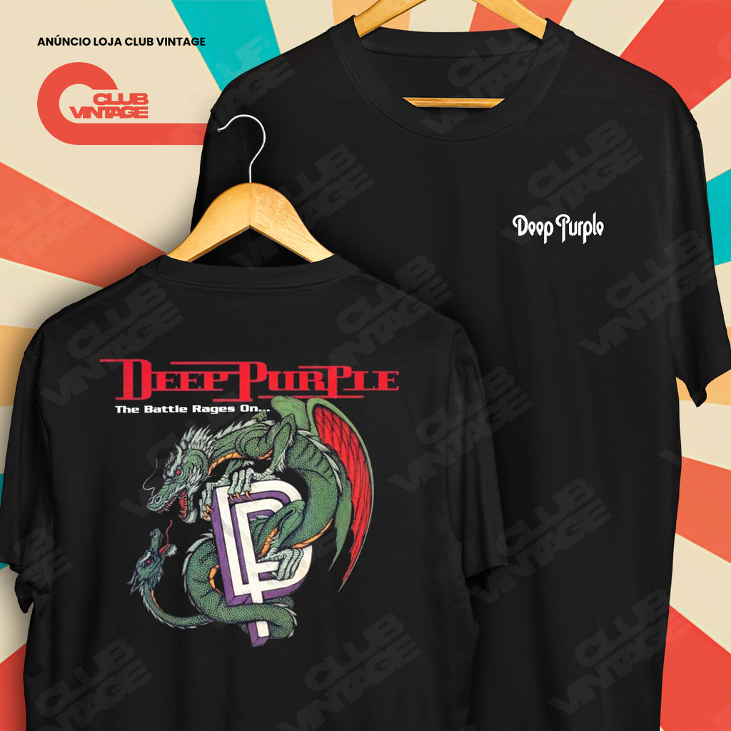 Camiseta Frente e Verso Banda Deep Purple The Battle Rages On Camisa de Rock and Roll 100% Algodão