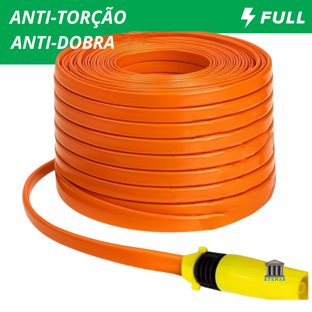 Mangueira de Jardim Chata 5 a 50 Metros Flexivel Anti-Torção e Anti-Dobras + Kit Esguicho