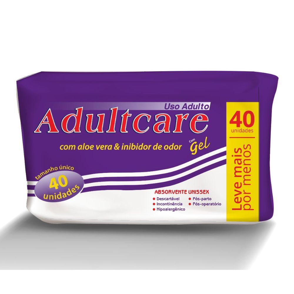 Absorvente Geriátrico Adultcare Com Gel Unissex Com 40 Unidades Leve Mais Por Menos em Oferta na Shopee