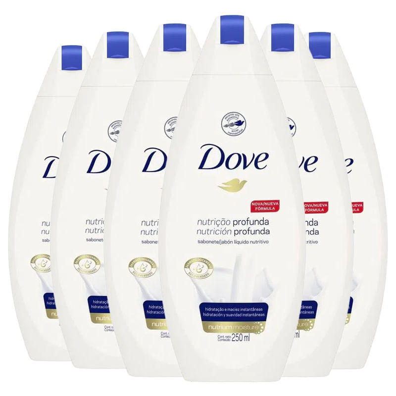 Kit Sabonete Líquido Dove Nutrição Profunda 250ml 6 Unidades em Oferta na Shopee