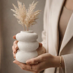 Vaso Branco Boleado 17cm Decoração Sala Minimalista Firenze