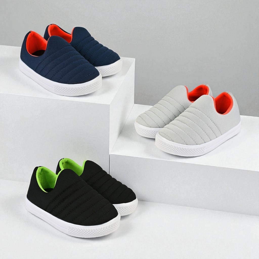 Tênis Infantil Slip On Calce Fácil Sem Cadarço Liso Moderno Confortável Leve Promoção Dia Dia