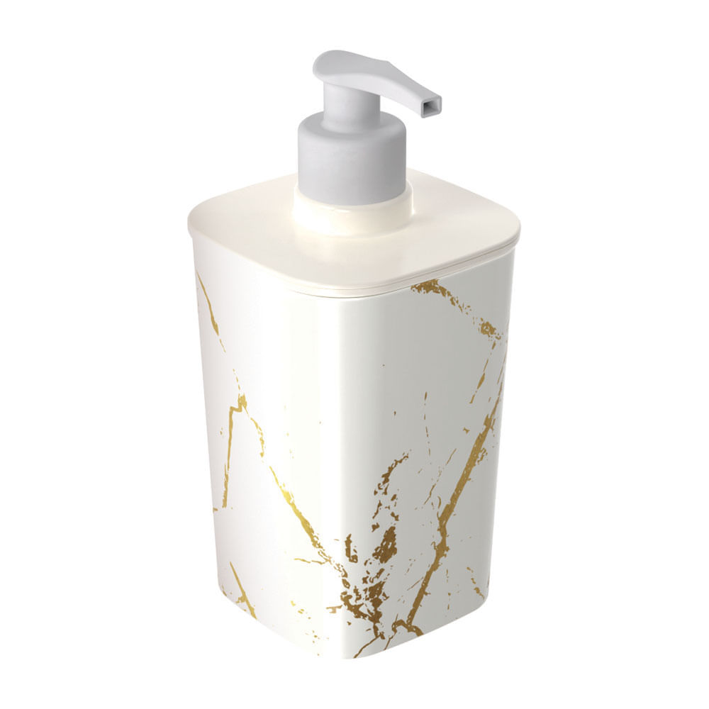 Porta Sabonete Líquido Plasútil Classic Decorativo Branco com Dourado em Oferta na Shopee