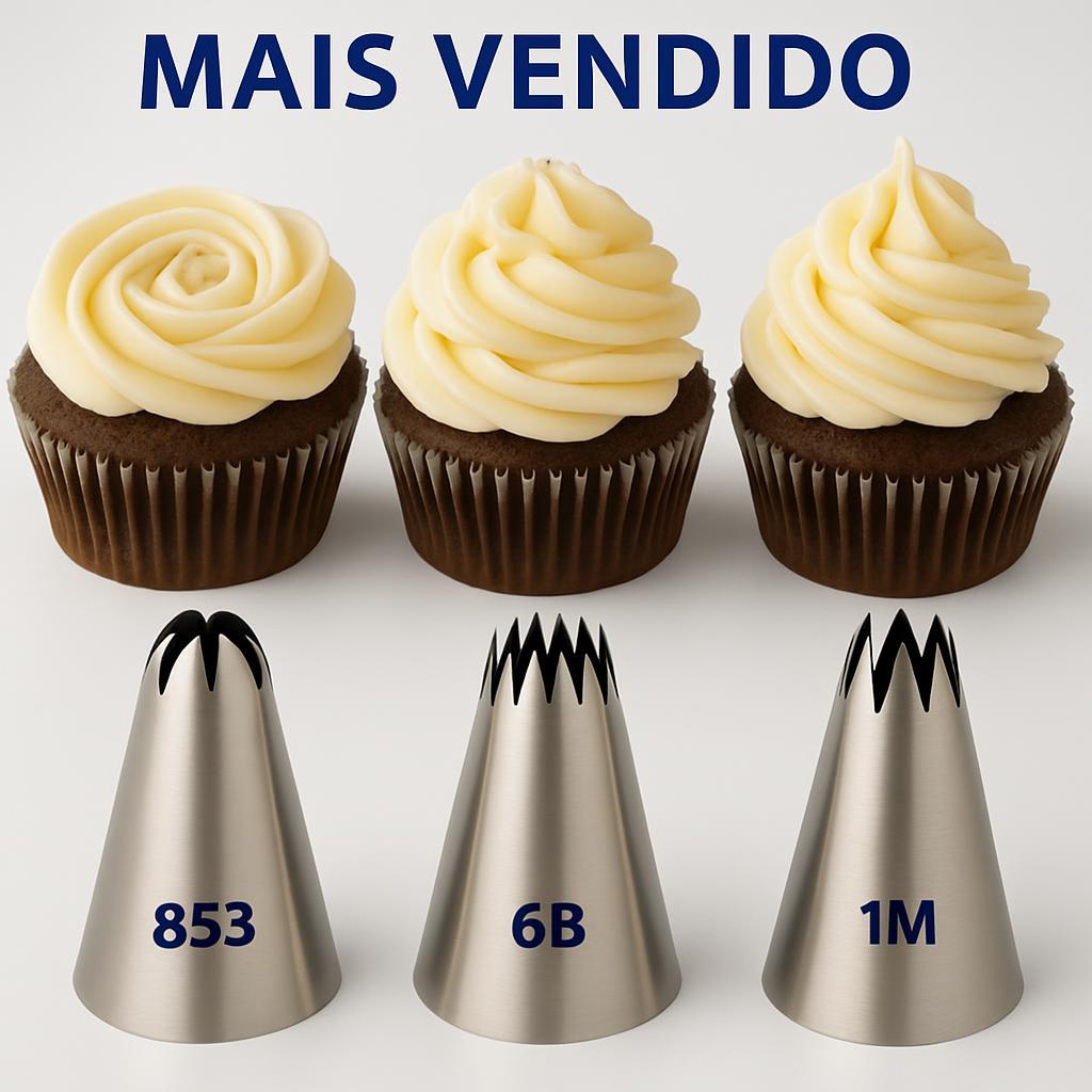 Novo bico 1M 853 6B para decoração de bolos, cobertura de manteiga e pastelaria.